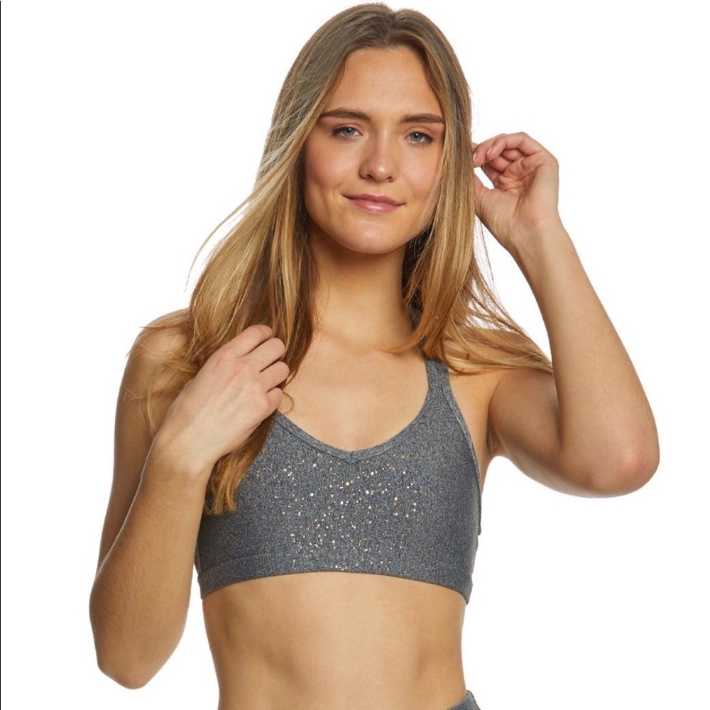 Beyond Yoga Double Back Alloy Speckled Bra